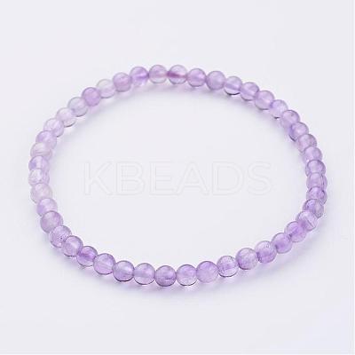 Natural Amethyst Beaded Stretch Bracelets BJEW-JB02459-09-1