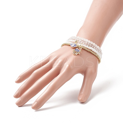 4Pcs 4 Style Natural White Jade & Glass Beaded Stretch Bracelets Set BJEW-JB09227-1