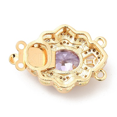 Brass Micro Pave Clear Cubic Zirconia Box Clasps KK-E052-01F-G03-1