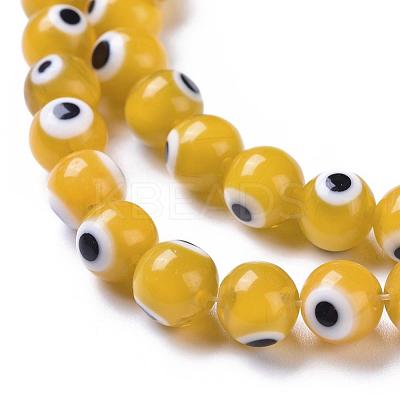 Handmade Evil Eye Lampwork Round Bead Strands LAMP-L055-8mm-01-1
