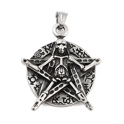 Retro 304 Stainless Steel Big Pendants STAS-I205-38AS-06-1