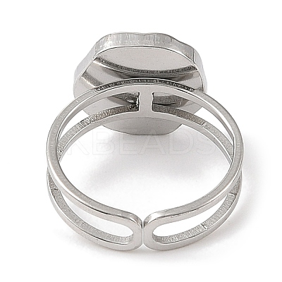 304 Stainless Steel Enamel Open Cuff Rings for Women RJEW-F166-41P-02-1
