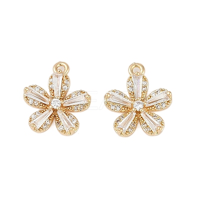 Rack Plating Brass Micro Pave Cubic Zirconia Pendants KK-C082-01G-1