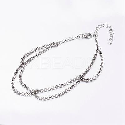Tarnish Resistant 304 Stainless Steel Anklets AJEW-AN00208-1