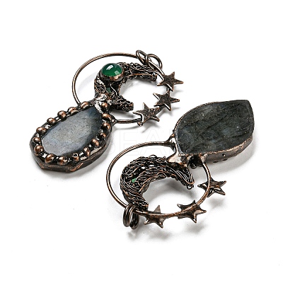 Natural Labradorite and Agate Big Pendants G-M383-15R-01-1