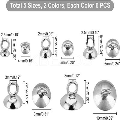 60Pcs 10 Style 201 Stainless Steel Bead Cap Pendant Bails STAS-UN0028-25-1
