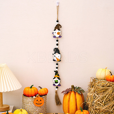 Halloween Wood Bead Tassel Tree Ornaments HAWE-PW0001-096B-1