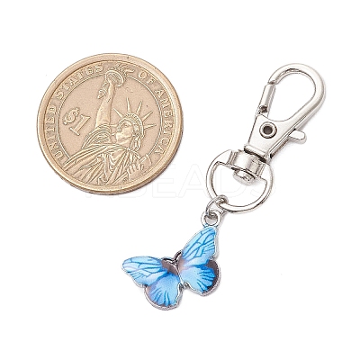 Butterfly Alloy Enamel Pendant Decorations HJEW-JM03207-1