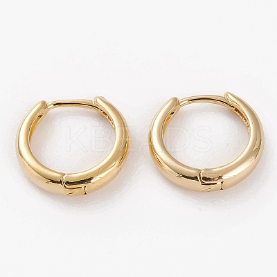 Brass Huggie Hoop Earrings LS-EJEW-C502-12G-1