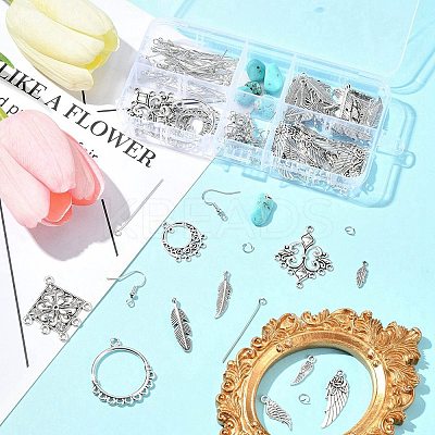 DIY Feather Wing Alloy & Synthetic Turquoise Dangle Earring Making Kits DIY-FS0006-34-1
