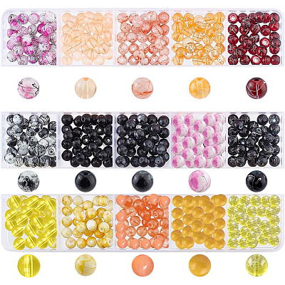 450Pcs 15 Style Drawbench Glass Beads Strands DGLA-PH0001-11-1