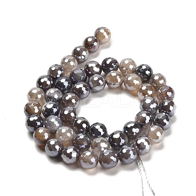 Electroplated Natural Botswana Agate Round Beads Strands G-L598-A03-02-1