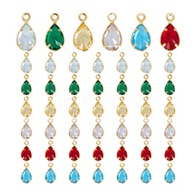 48Pcs 6 Colors Glass Charms KK-PH0010-45-1