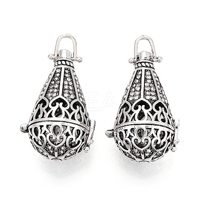 Rack Plating Brass Cage Pendants KK-S751-067AS-1