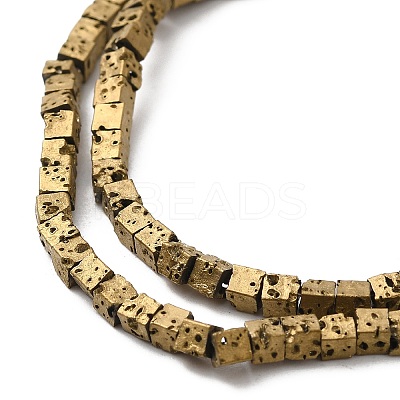 Electroplated Natural Lava Rock Beads Strands G-Q1009-B01-02D-1