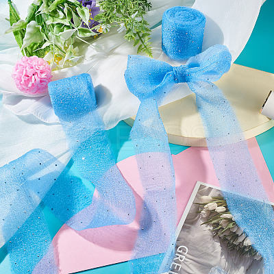 2Rolls Polyester Hot-fix Rhinestone Raw Edges Ribbon OCOR-TA0003-95K-1