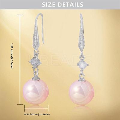 Pearl Earrings with Cubic Zirconia White Freshwater Shell Pearl Dangle Hook Earrings Stud Round Ball Drop Hoop Earrings Brass Jewelry Gift for Women JE1097B-1