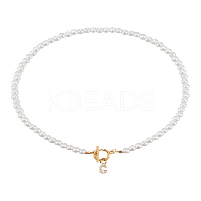 1Pc Brass Clear Cubic Zirconia Letter Pendant Necklaces NJEW-LP0001-32G-1