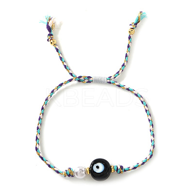 Handmade Evil Eye & Brass Bead Braided Bead Bracelets OI2276-3-1