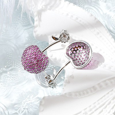 Cherry Brass Micro Pave Cubic Zirconia Stud Earrings EJEW-M077-12P-02-1