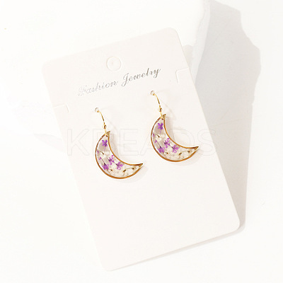 Moon 304 Stainless Steel Dangle Earrings WG43EF9-02-1