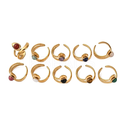 304 Stainless Steel Adjustable Open Cuff Rings RJEW-A071-14G-1