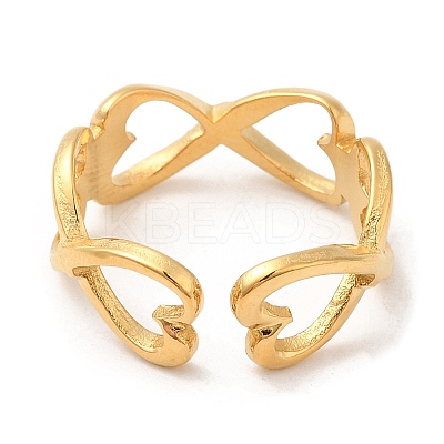 304 Stainless Steel Hollow Open Cuff Rings for Women STAS-D085-18G-1
