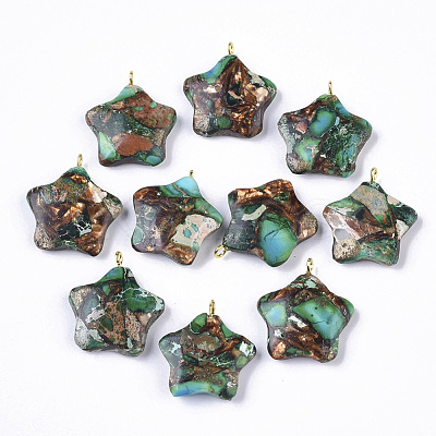 Assembled Synthetic Imperial Jasper and Bronzite Pendants G-S366-002F-1