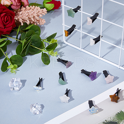 12Pcs 12 Styles Star with Moon Gemstone Car Air Vent Clips HJEW-FH00244-1