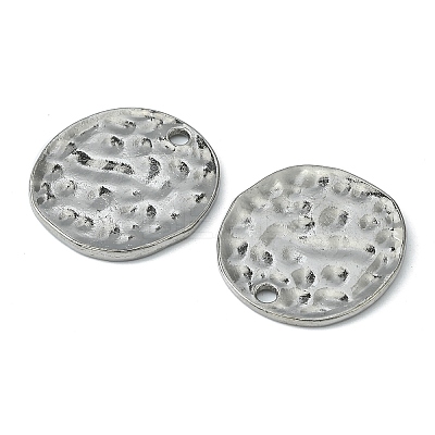 Alloy Blank Flat Round Hammered Pendants LS-PALLOY-M031-07B-1