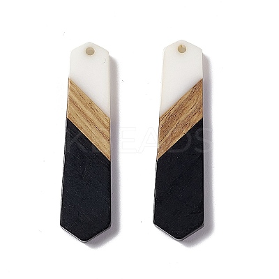 Opaque Resin & Walnut Wood Pendants RESI-M027-06B-1