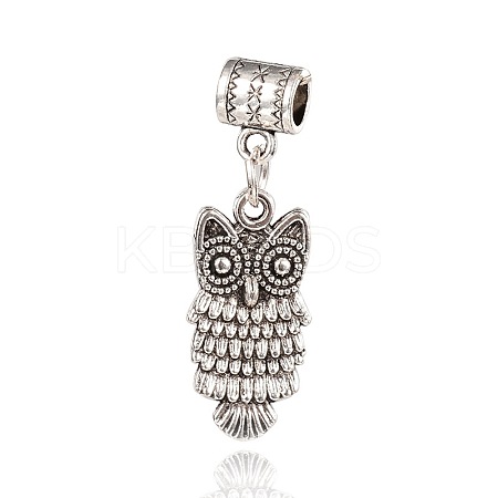 Owl Tibetan Style Alloy European Dangle Charms PALLOY-I115-14AS-1