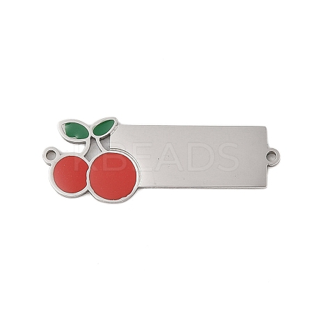 304 Stainless Steel Red Enamel Connector Charms STAS-P377-15P-1