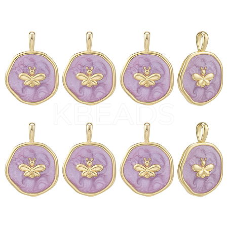 8Pcs Brass Enamel Pendants KK-BC0015-11G-1