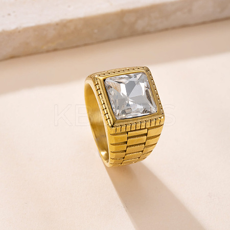 304 Stainless Steel & Cubic Zirconia Finger Rings FS-WG7376D-14-1