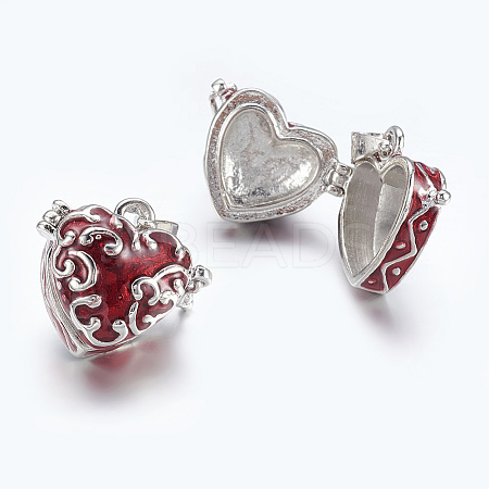 Heart Brass Enamel Prayer Box Pendants KK-24X21-1