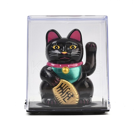 ABS Plastic Solar Powered Maneki-neko Figurines DJEW-B017-01B-04-1