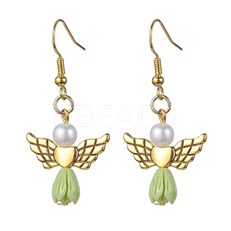 Angel Antique Golden Alloy & Resin Dangle Earrings EJEW-JE05686-03-1