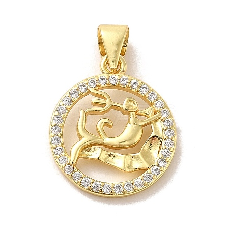 Zodiac Theme Brass Micro Pave Cubic Zirconia Pendants KK-M273-05F-G-1