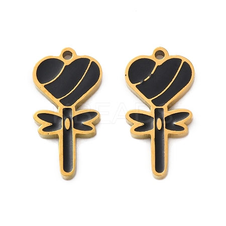Ion Plating(IP) 304 Stainless Steel Black Enamel Pendants STAS-M102-58G-1