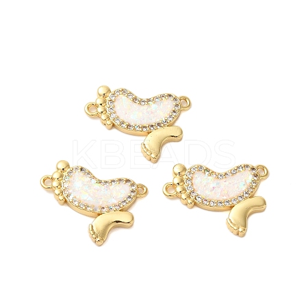 Rack Plating Brass Micro Pave Clear Cubic Zirconia Footprint Links Connector Charms KK-K385-111G-1