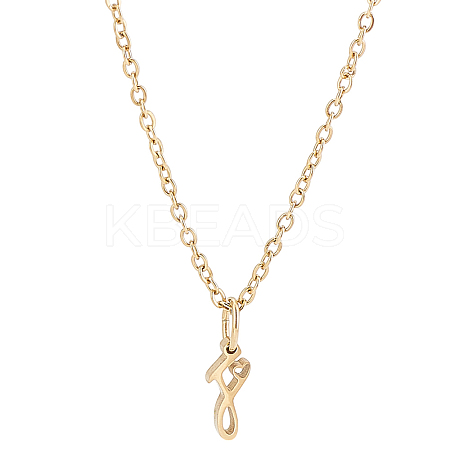 1pc 304 Stainless Steel Letter Pendant Necklaces NJEW-LP0001-39F-G-1