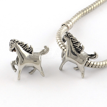 Horse Enamel Style Smooth Surface 304 Stainless Steel European Bead STAS-R081-15B-1
