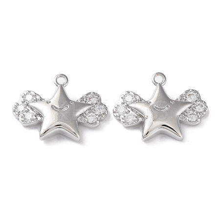 Brass with Clear Cubic Zirconia Charms KK-G474-02P-1