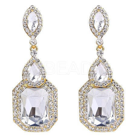 Brass Rhinestone Dangle Stud Earrings FS-WG9D6B6-02-1