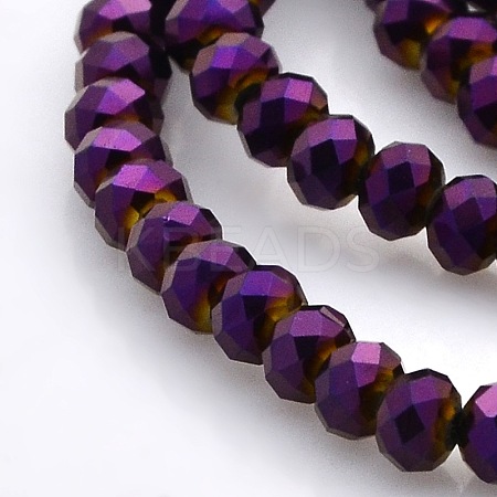Full Plated Faceted Rondelle Electroplate Glass Beads Strands GLAA-A024C-FP03-1