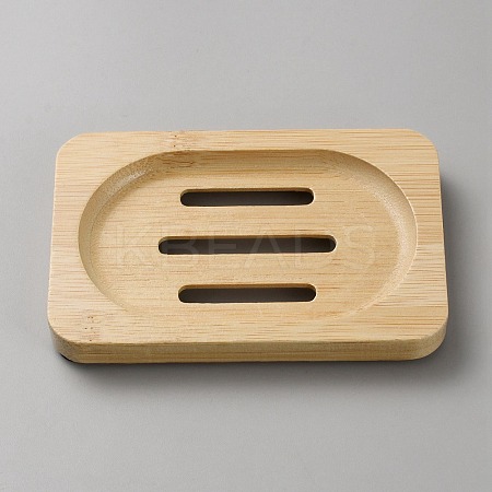 Rectangle Natural Bamboo Soap Case Holder AJEW-WH0270-207-1