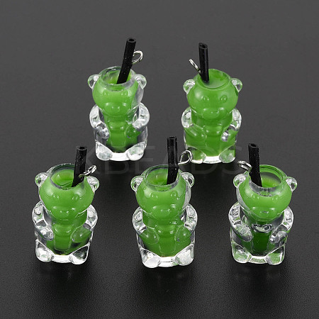 Imitation Bubble Tea Opaque Resin Pendants LS-RESI-T052-03C-1