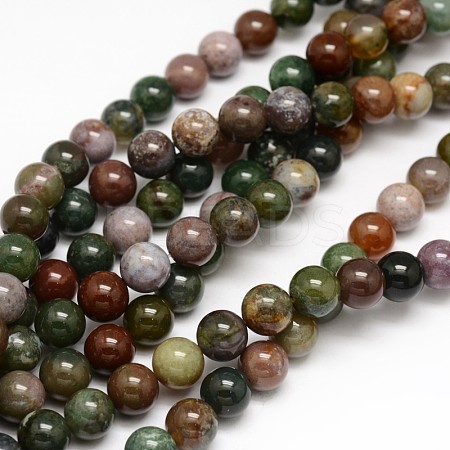 Natural Indian Agate Round Beads Strands G-F243-01-10mm-1
