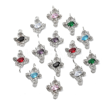 Brass Micro Pave Cubic Zirconia Connector Charms KK-Z103-10P-01-1